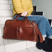 Leather Travel Bag With Pockets Duffel