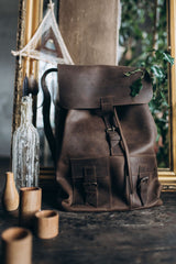 Mens Leather Rucksack Hipster Backpack Daypack