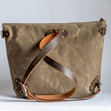 Waxed Canvas Convertible Crossbody Tote Backpack