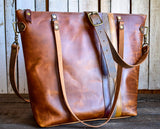 Leather Tote Bag with Zipper | Leather Crossbody Bag