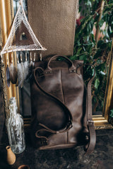 Mens Leather Rucksack Hipster Backpack Daypack