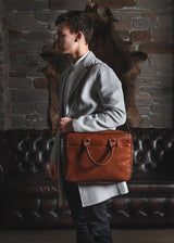 Leather Brown Laptop Briefcase | Leather Messenger Bag