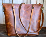 Leather Tote Bag with Zipper | Leather Crossbody Bag