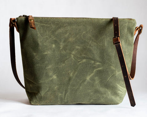 Waxed Canvas Convertible Crossbody Tote Backpack