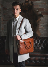 Leather Brown Laptop Briefcase | Leather Messenger Bag