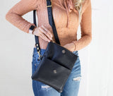 Fold-over Leather Clutch Cross body Bag