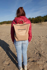 Women's Leather backpack | zipper lined backpack